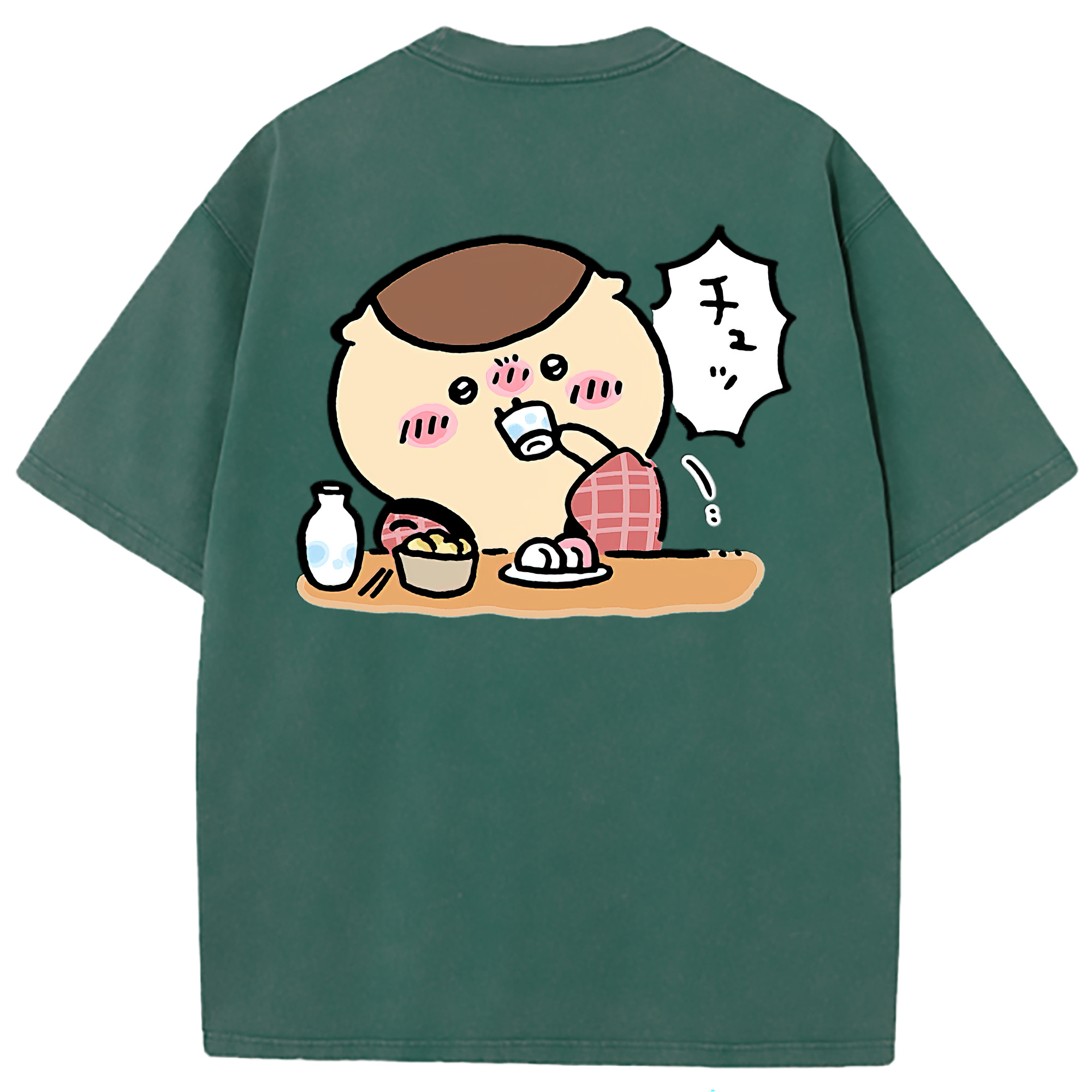 （画像用） ちいかわ くりまんじゅう Chii-kawa kuri manjū 綿100% ヴィンテージ風 半袖Tシャツ（背面プリント）